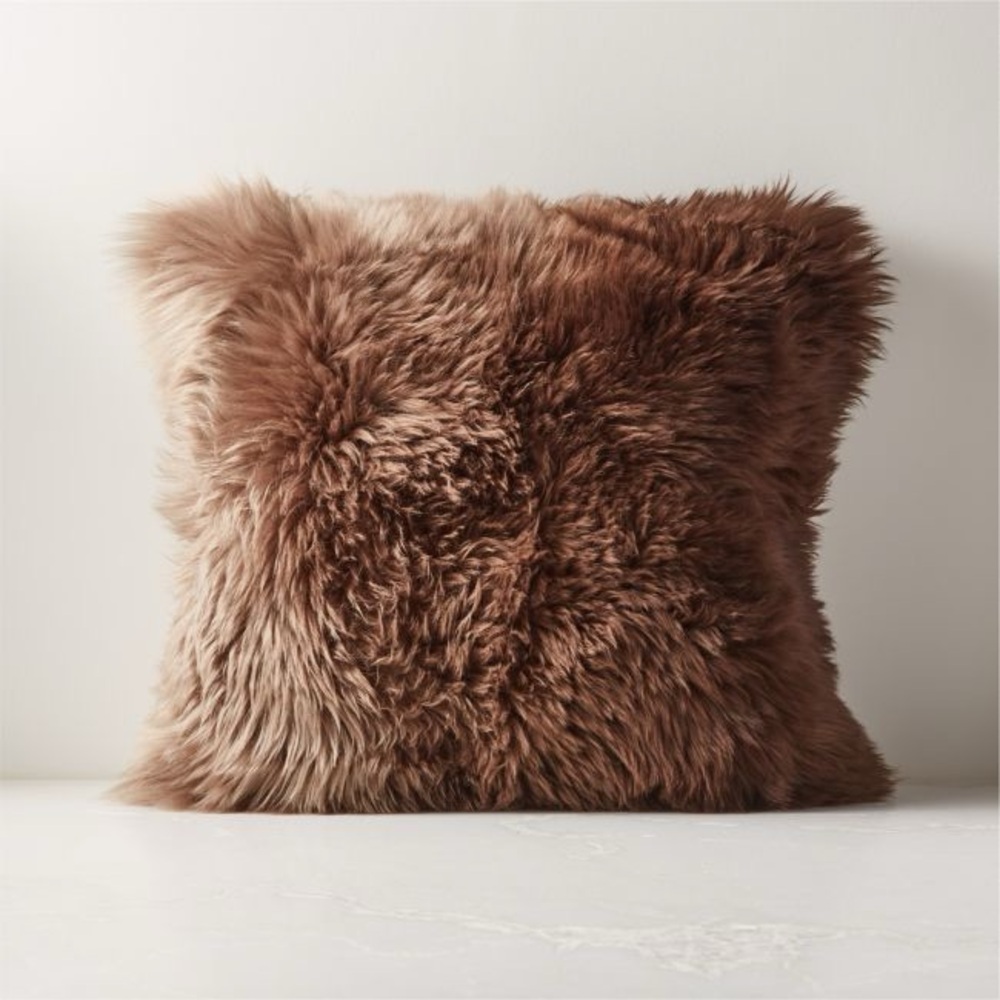 CB2 Ombre Sheepskin Fur Pillow in Brown